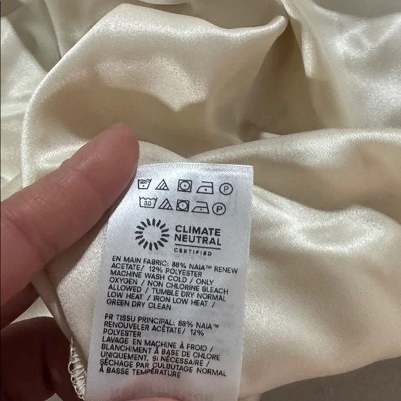 Reformation Pike Satin Almond / Cream Mini Dress sz L - Picture 13 of 13